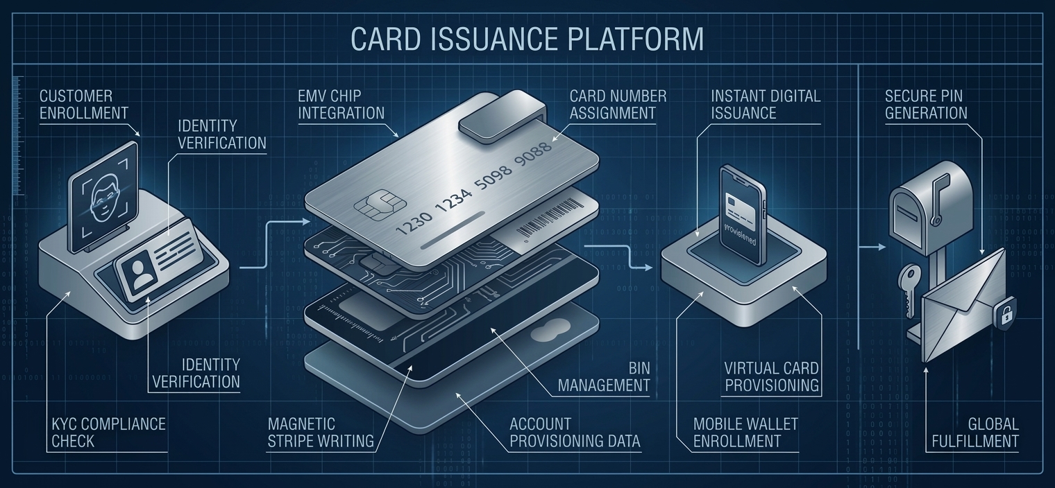 Exploded diagram of a card issuance platform